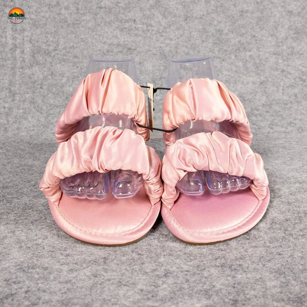 NWT World Market Slide Flat Sandals Pink Satin Dollcore Slip-On Women's US 10